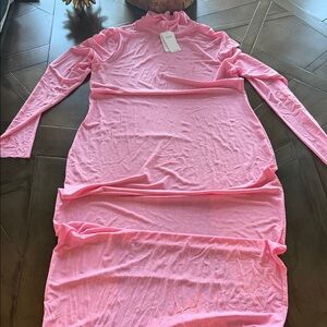 Pink Long Sleeve Dress sheer